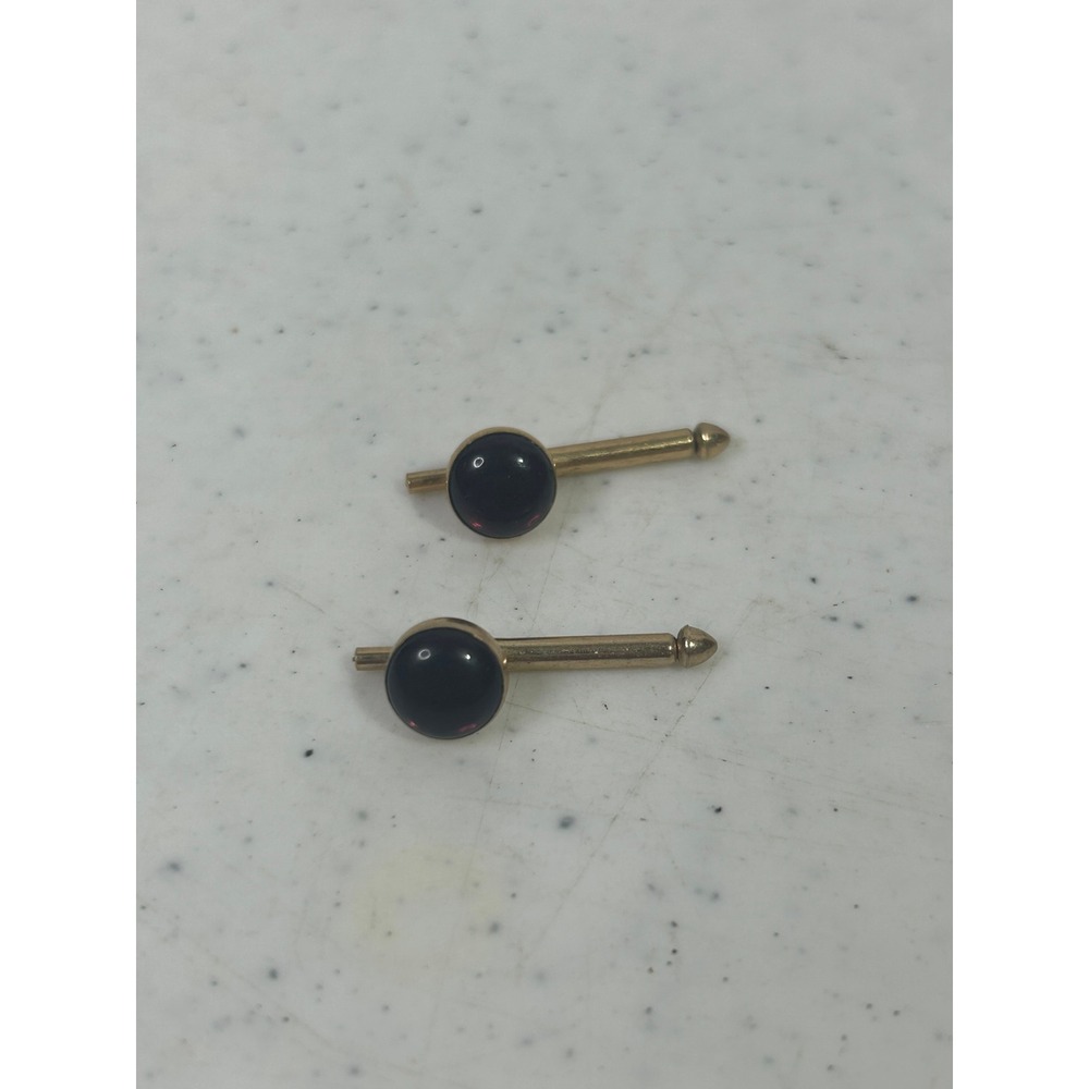 Vintage Gold Tone Garnet Red Cabochon Shirt Studs Set of 2 Formal Wear Accessory